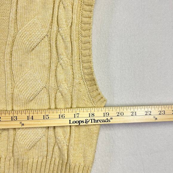 Woman's Cable Knit Tan Cropped‎ Sweater Vest - Size Small Preppy Academia - Picture 9 of 10